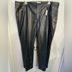 Old Navy high rise O.G. straight black faux leather pants size 24 women's NWT